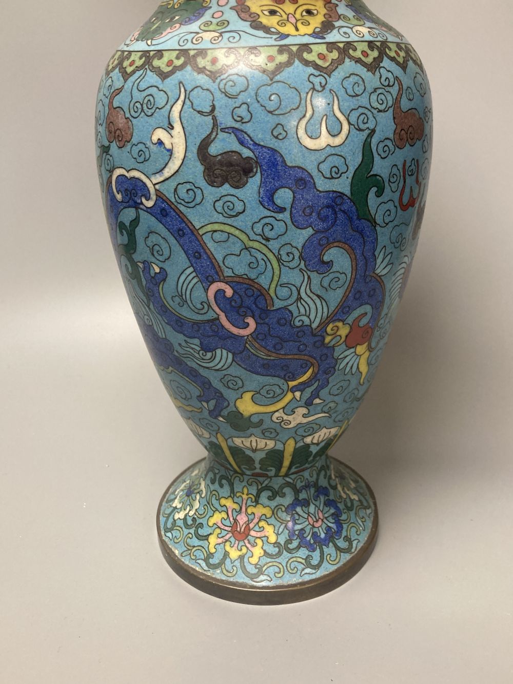 A Chinese cloisonne enamel archaistic vase, late 19th century, 41cm